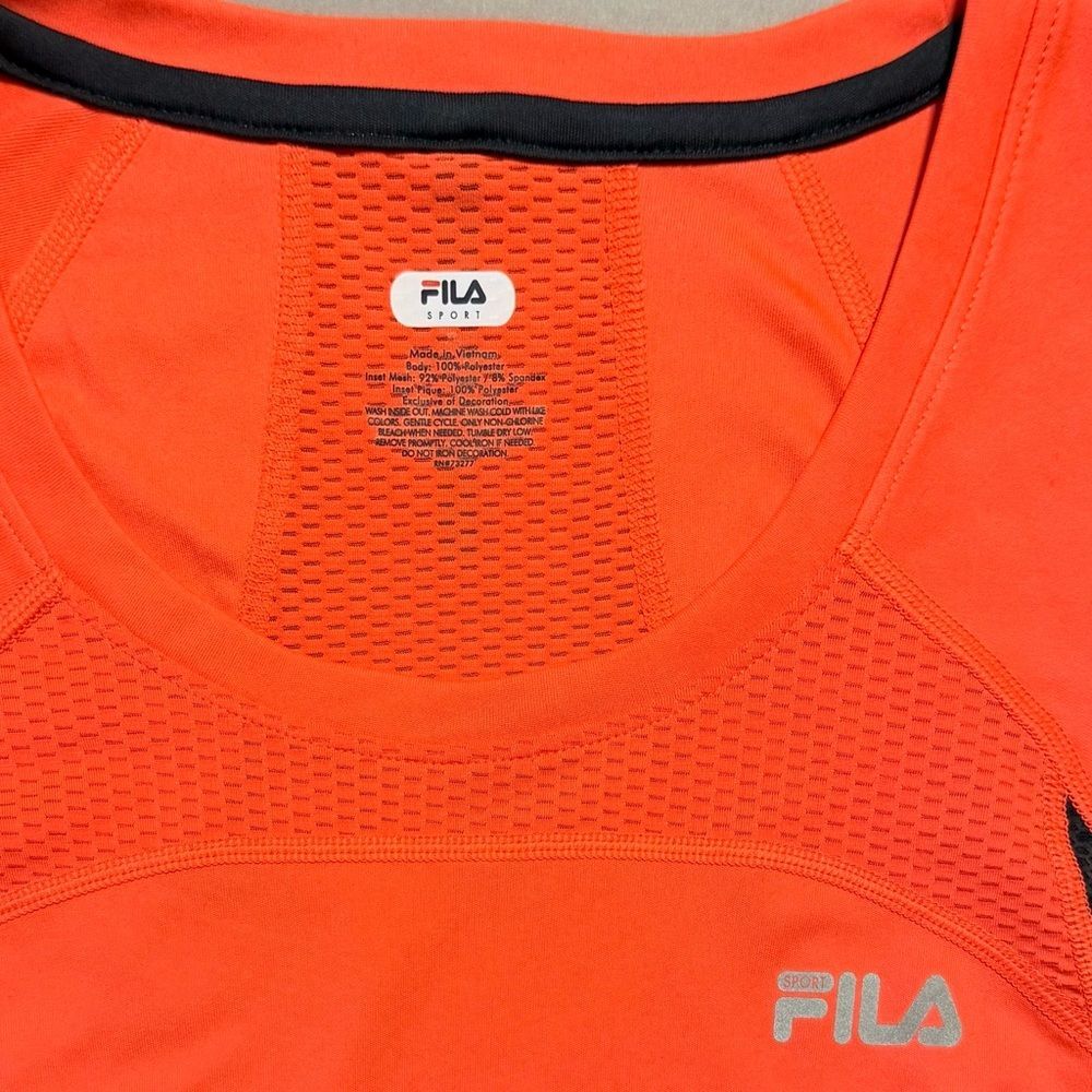 Fila Women's 2 Piece Neon Red Orange and Gray Short Sleeve Top and Jacket - Picture 12 of 13